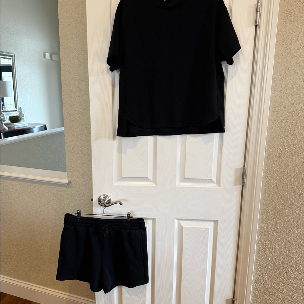 Black Short Sleeve Top and Shorts Set